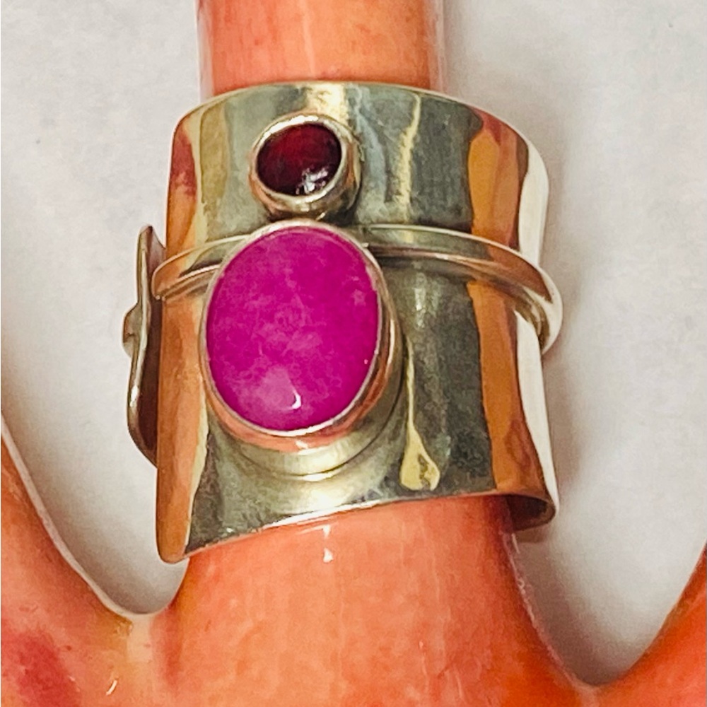 925 Sterling Handmade Boho Ring Sz 7 1/2